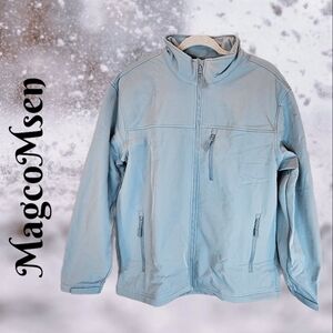 MagcoMsen Jacket Mens Sz L Gray Green Hem Stand Up Collar Elastic Cuff